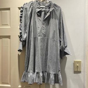 KARLIE black and white check dress with ruffles on sleeves